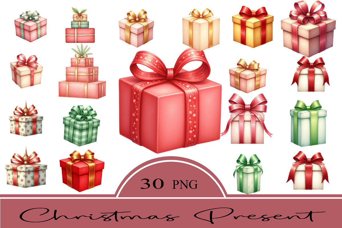 Christmas Present Clipart Bundle, an Illustration by CrexoraLab (Photo 1 of 5)