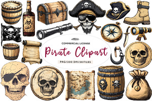 Watercolor Pirate Clipart Bundle, an Illustration by CreationArt