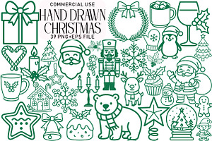 Hand Drawn Christmas PNG Clipart, an Illustration by Daily.Designs