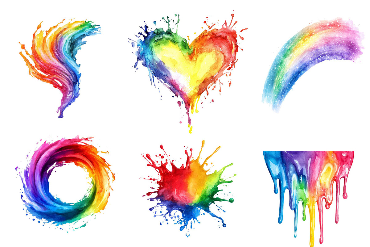 Watercolor Rainbow Paint Splash Clip, an Illustration by CreationArt (Photo 5 of 5)