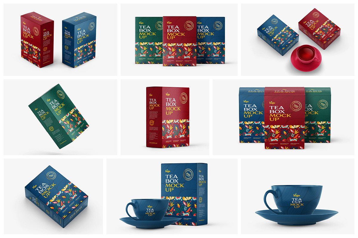 Tea Box Packaging Mockup Set, a Cups & Container Mockup by Deeplab (Photo 2 of 22)