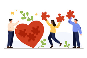Charity Heart Puzzle Donation, a Person Illustration by Flashvector