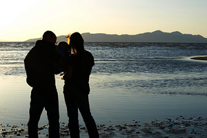 Family at Sunset on the Lake
