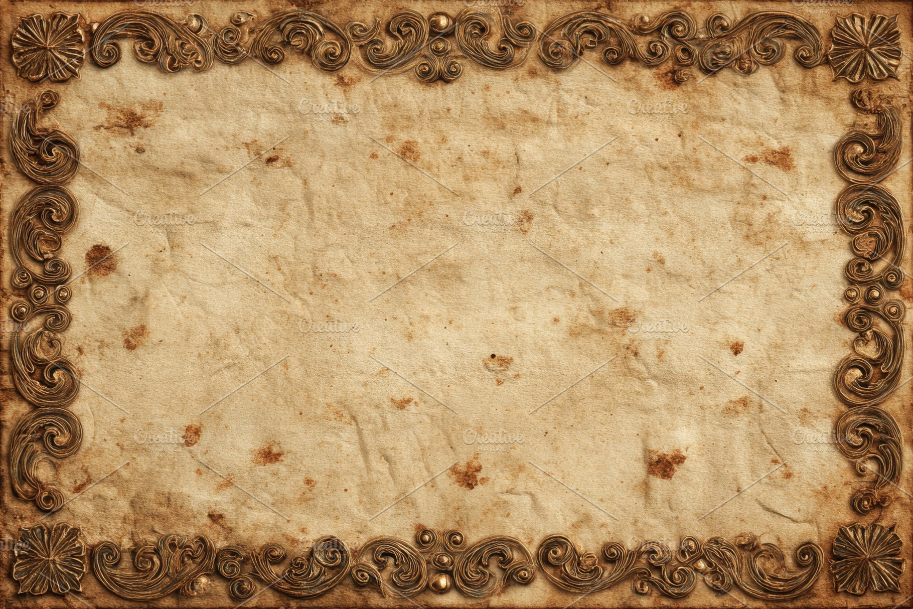Antique paper ornate frame aged text, a Photo by Pixeness Studio