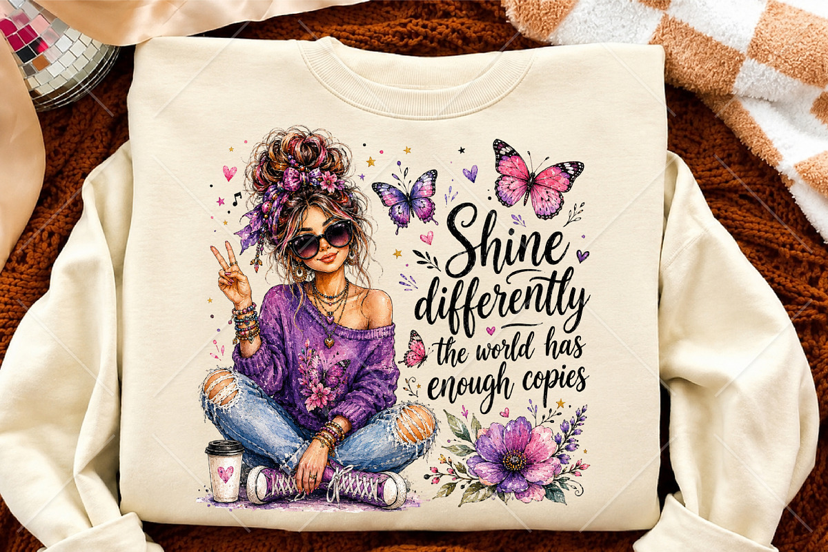 Shine Differently Purple Boho Girl, a Seasonal Illustration by Canvas Craft (Photo 4 of 6)