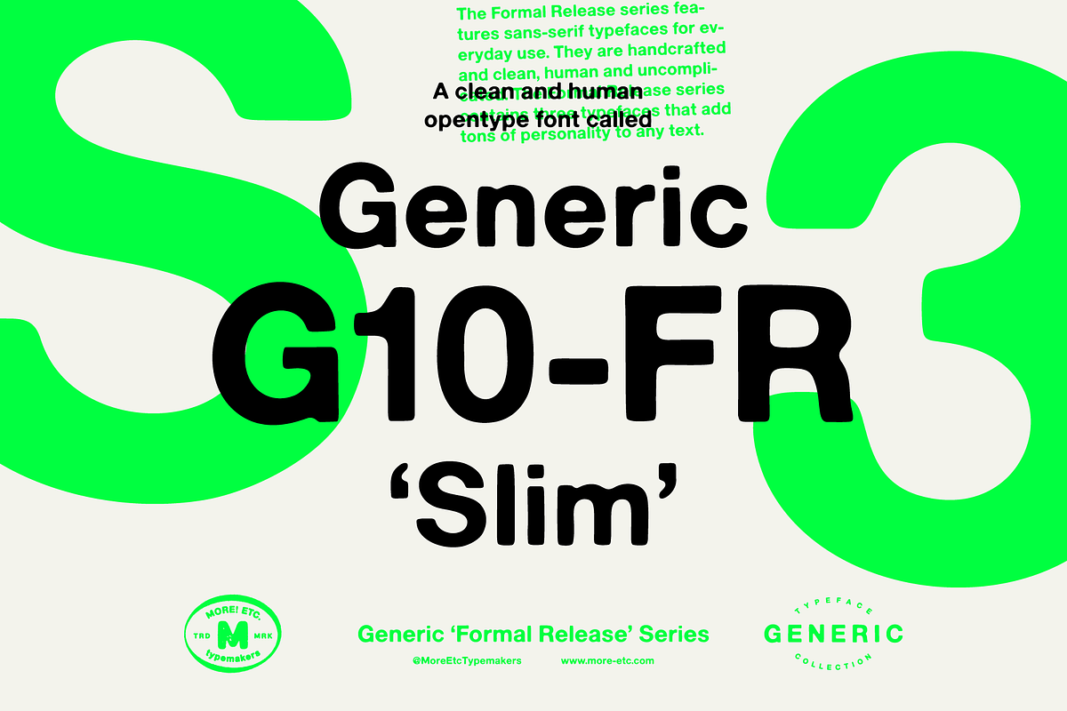 Generic G10-FR 'Slim', a Sans Serif Font by More Etc. Studios (Photo 1 of 8)