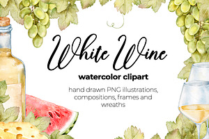 White Wine Watercolor Clipart