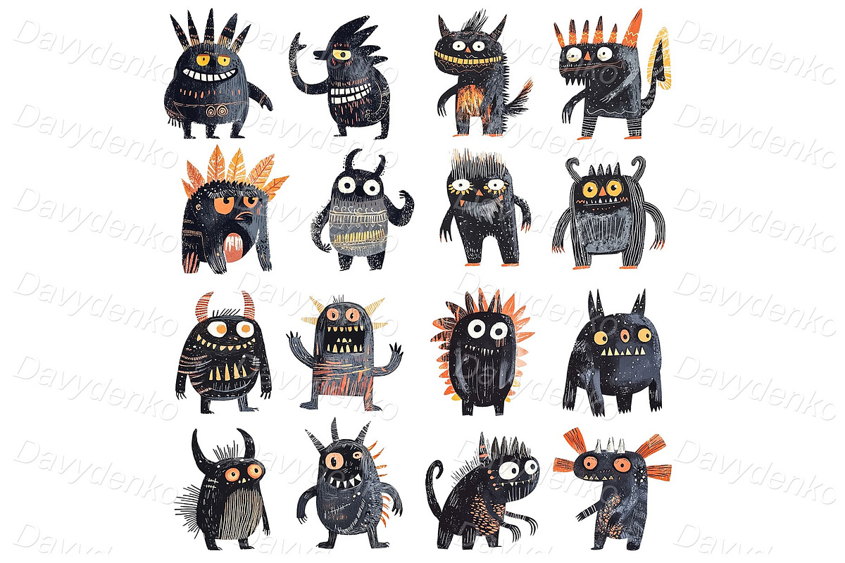 Cartoon monsters PNG stickers, an Animal Illustration by Bubert Art (Photo 1 of 5)