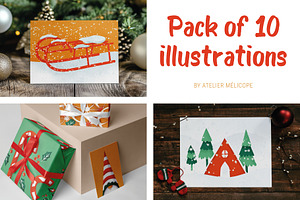 Christmas & winter illustrations set, an Illustration by Atelier Mélicope