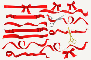 Red ribbon patterns collection., a Background Graphic by Lemberg Vector