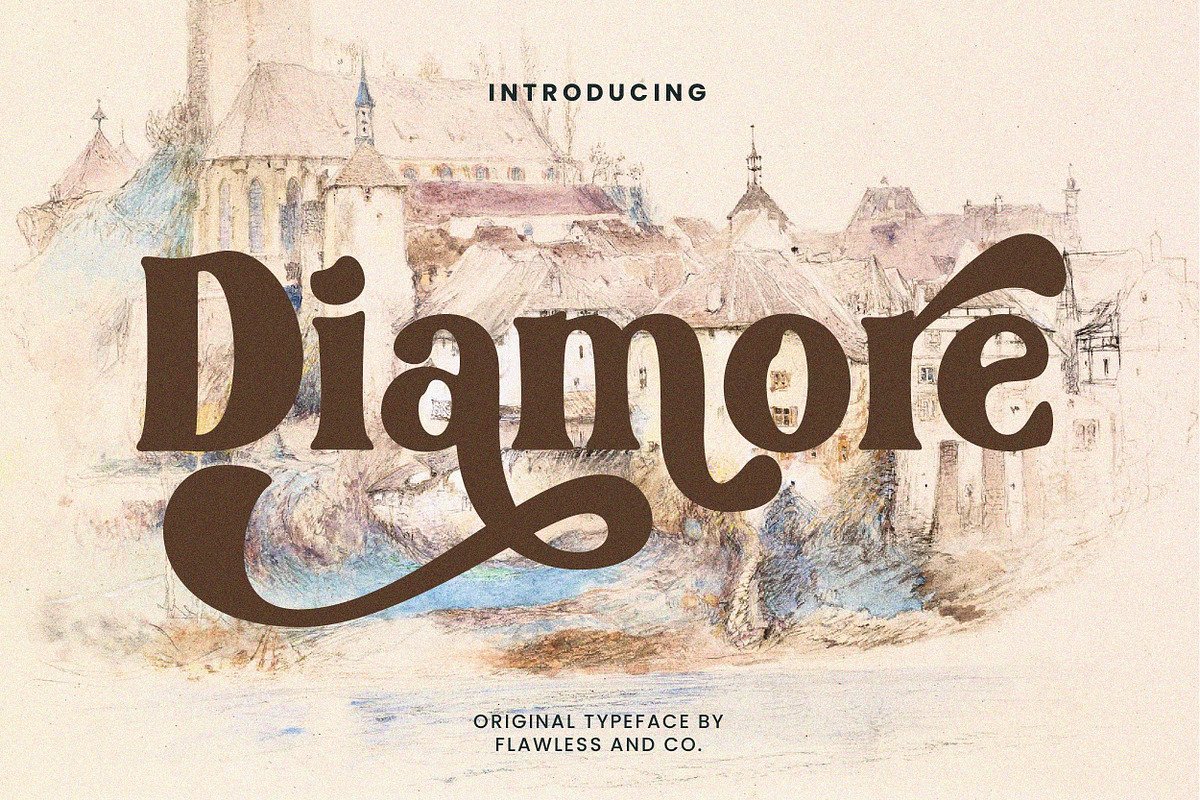 Diamore - Modern Retro Font, a Script Font by Flawless And Co (Photo 6 of 11)