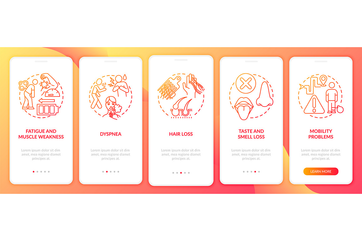 Post-covid syndrome mobile app pages, a Templates & Theme by IMG Visuals