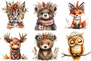 Boho Woodland Animals Watercolor Cli, an Illustration by Watercolor design (Thumbnail 2 of 4)