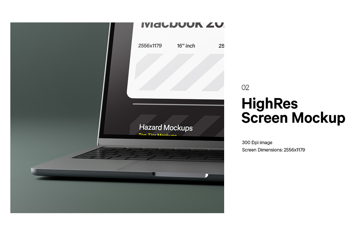 Macbook 2023 Mockup, a Mac Mockup by HAZARD MOCKUPS (Photo 2 of 8)