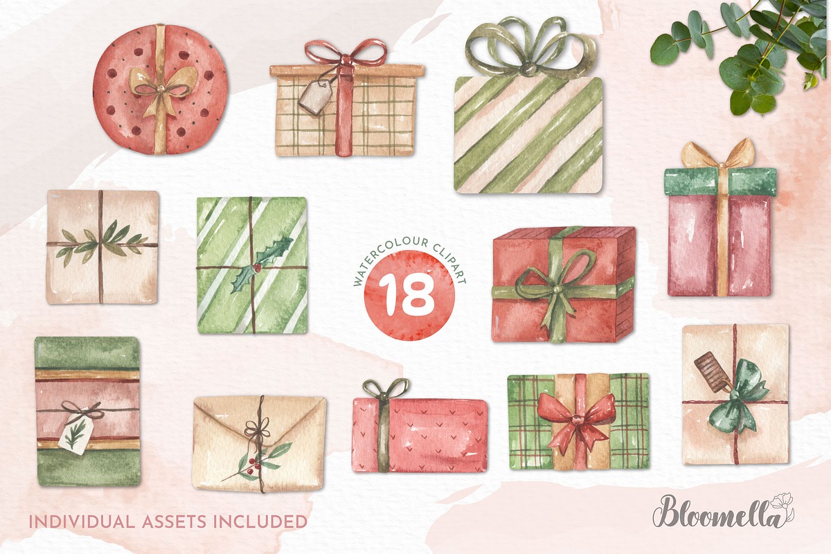 Watercolour Christmas Gifts Presents, an Object Graphic by Bloomella (Photo 6 of 6)
