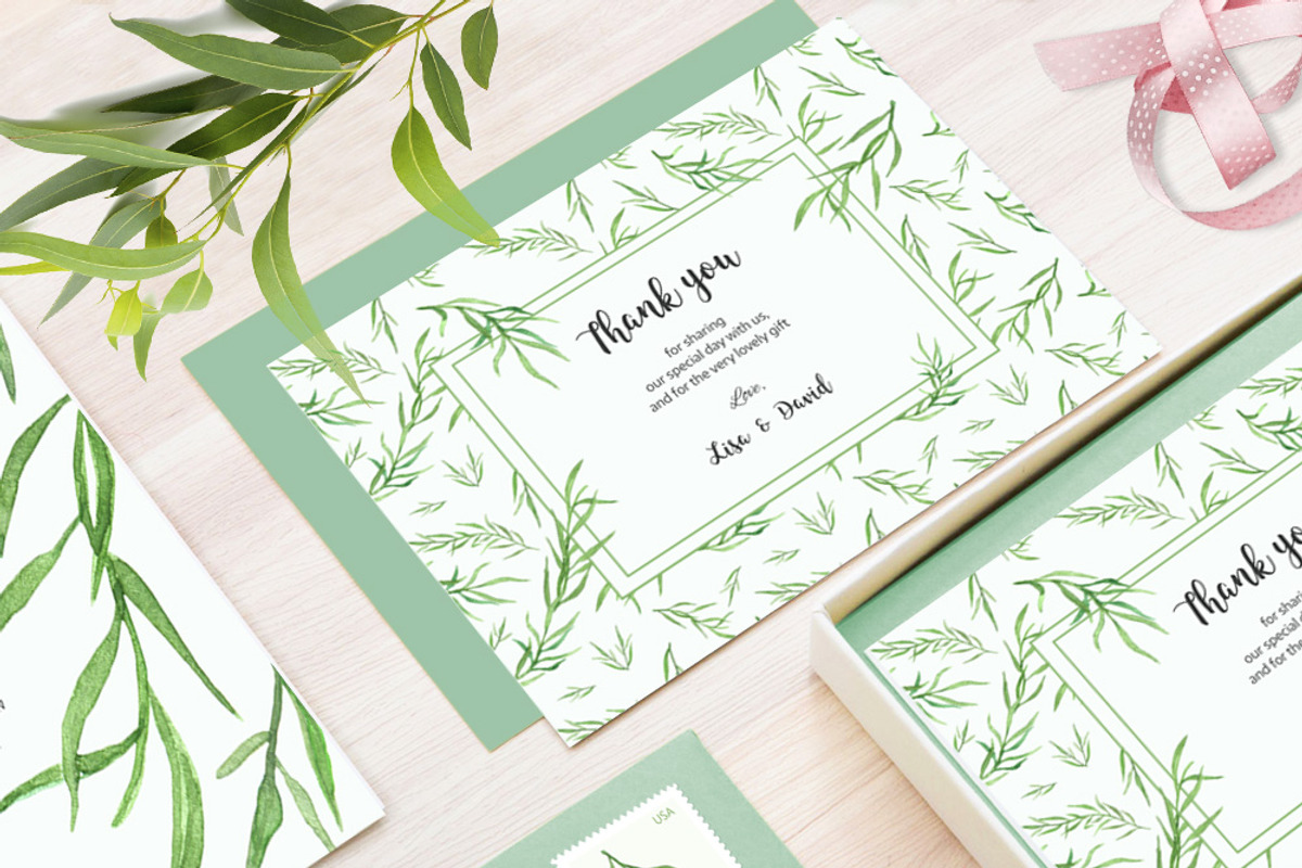 Green Leafy Watercolor Wedding Suite, an Invitation Template by Love Design (Photo 4 of 12)