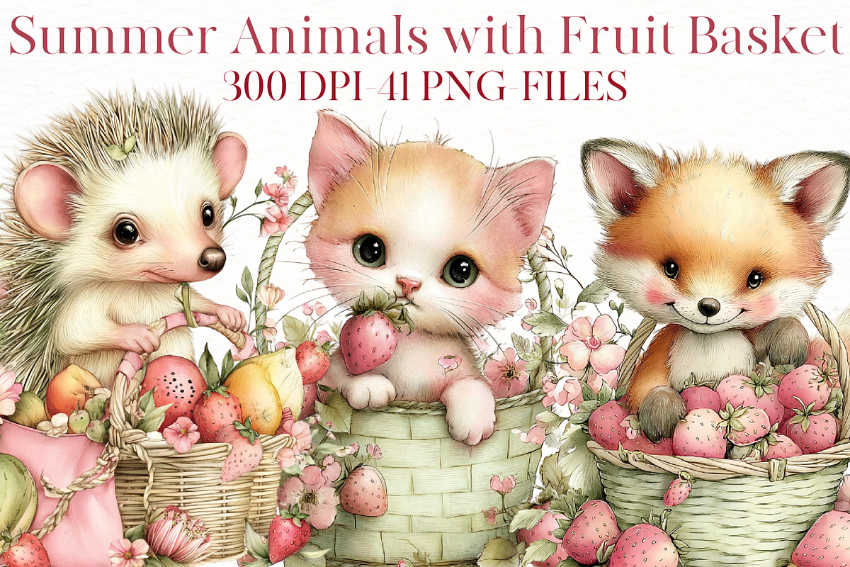 Whimsical Summer Animals with Fruit, an Illustration by Designworld (Photo 1 of 8)