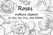 Roses - outline clipart, a Decorative Illustration by ViktoriArt (Thumbnail 1 of 4)