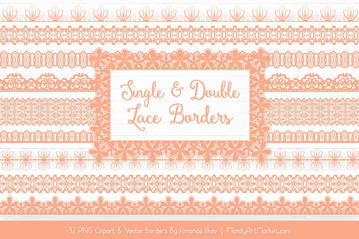 Peach Lace Clipart Borders, an Illustration by Amanda Ilkov (Photo 1 of 5)