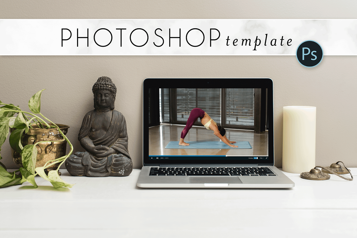 Buddha Yoga Laptop Mockup, a Books & Magazine Mockup by Ashley Alexandra Design (Photo 1 of 6)
