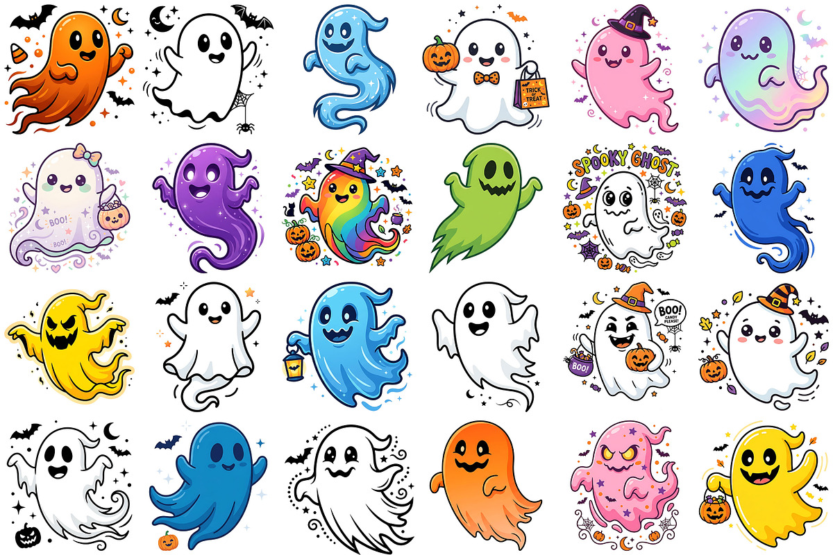 Halloween Spooky Ghost Clipart, a Seasonal Illustration by Forhadx5 (Photo 6 of 11)