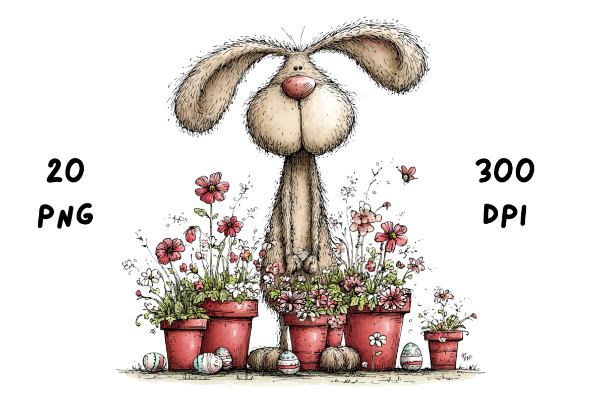 Whimsical Floral Easter Rabbit, an Animal Illustration by GiraffeCreative (Photo 7 of 20)