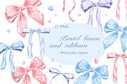 Watercolor bows PNG clipart, an Object Illustration by Alena Kurian (Thumbnail 1 of 3)