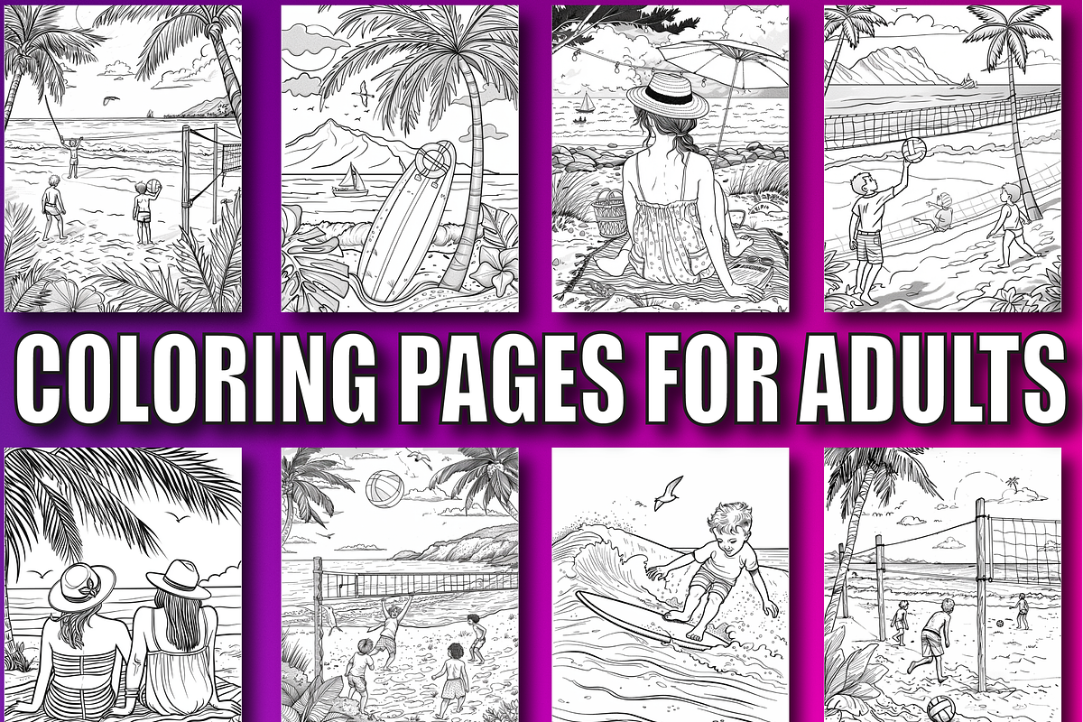 Summer Coloring Book for Adults V-4, a Seasonal Illustration by Design Zone (Photo 5 of 7)