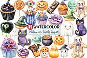 Watercolor Halloween Sweets Clipart, an Illustration by Rose Art (Thumbnail 1 of 7)