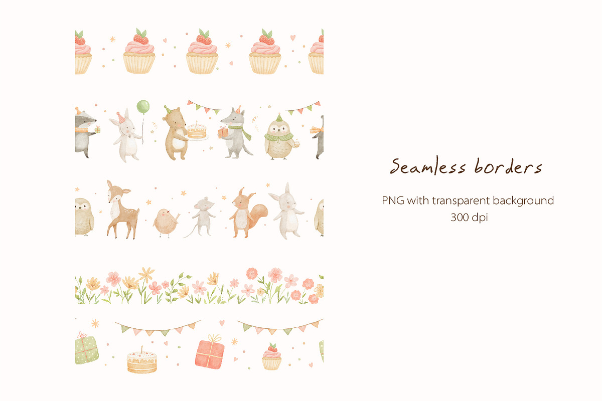 Woodland Birthday Watercolor Animals, an Animal Illustration by ElenaPlatovaArt (Photo 17 of 22)