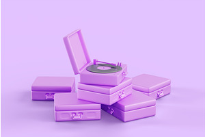 3d Render Vinyl Record Players In