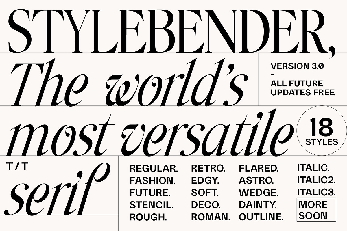 Stylebender Serif - Multi-style Font, a Serif Font by Tropical Type (Photo 1 of 17)