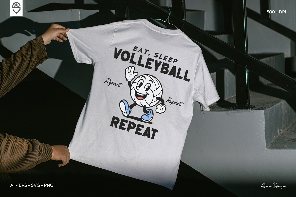Funny Volleyball Retro Character, a Sport Illustration by shaondesigns (Photo 4 of 6)