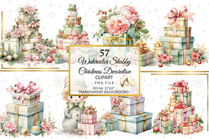 Watercolor Christmas Decor Clipart