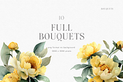 Watercolor Yellow Peony Bouquet, a Decorative Illustration by ThaismotaCreativeCo (Thumbnail 5 of 11)