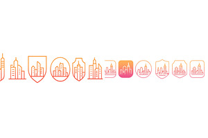 Various modern city skyline icons, an Object Illustration by ZinetroN