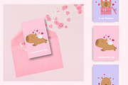 Capybaras in love card collection, a Background Graphic by Mila_art (Thumbnail 3 of 5)