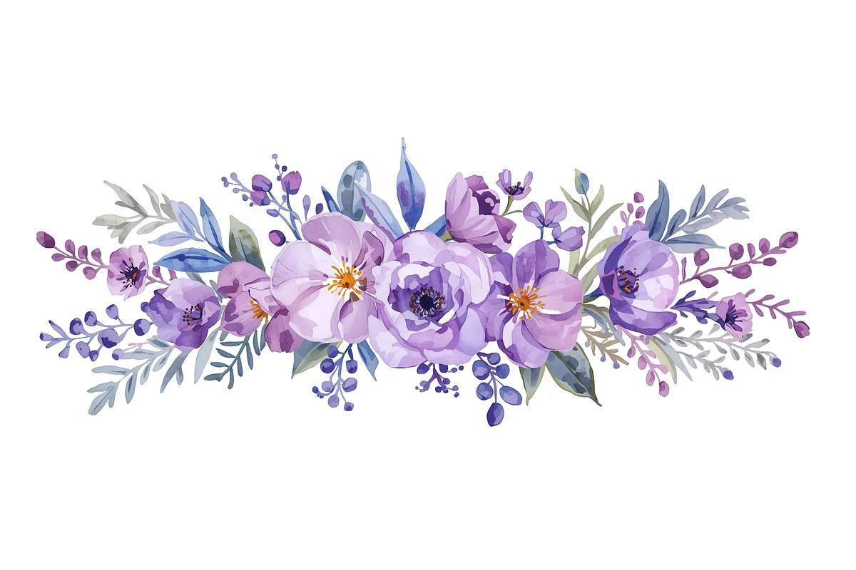 Elegant Purple Floral Set, an Illustration by balal (Photo 4 of 11)