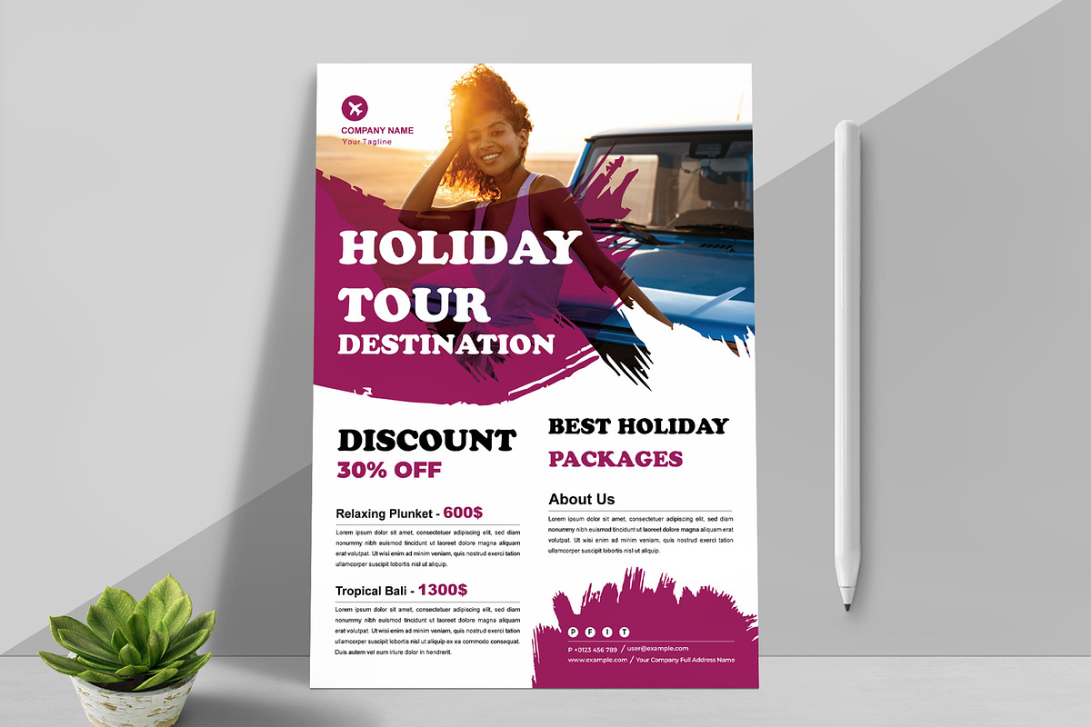 Travel Flyer Template Layout, a Flyer Template by MightyDesign (Photo 1 of 6)