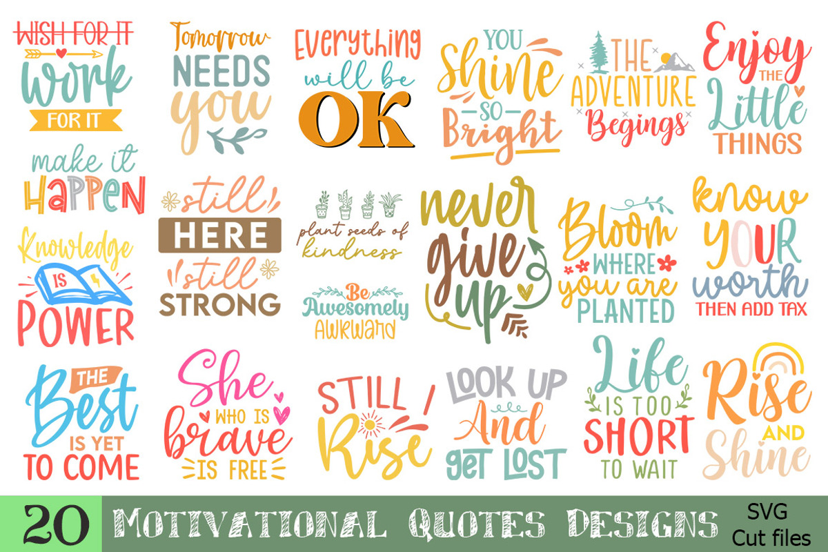 Motivational Quotes Svg Bundle, a Pattern Graphic by Etcify