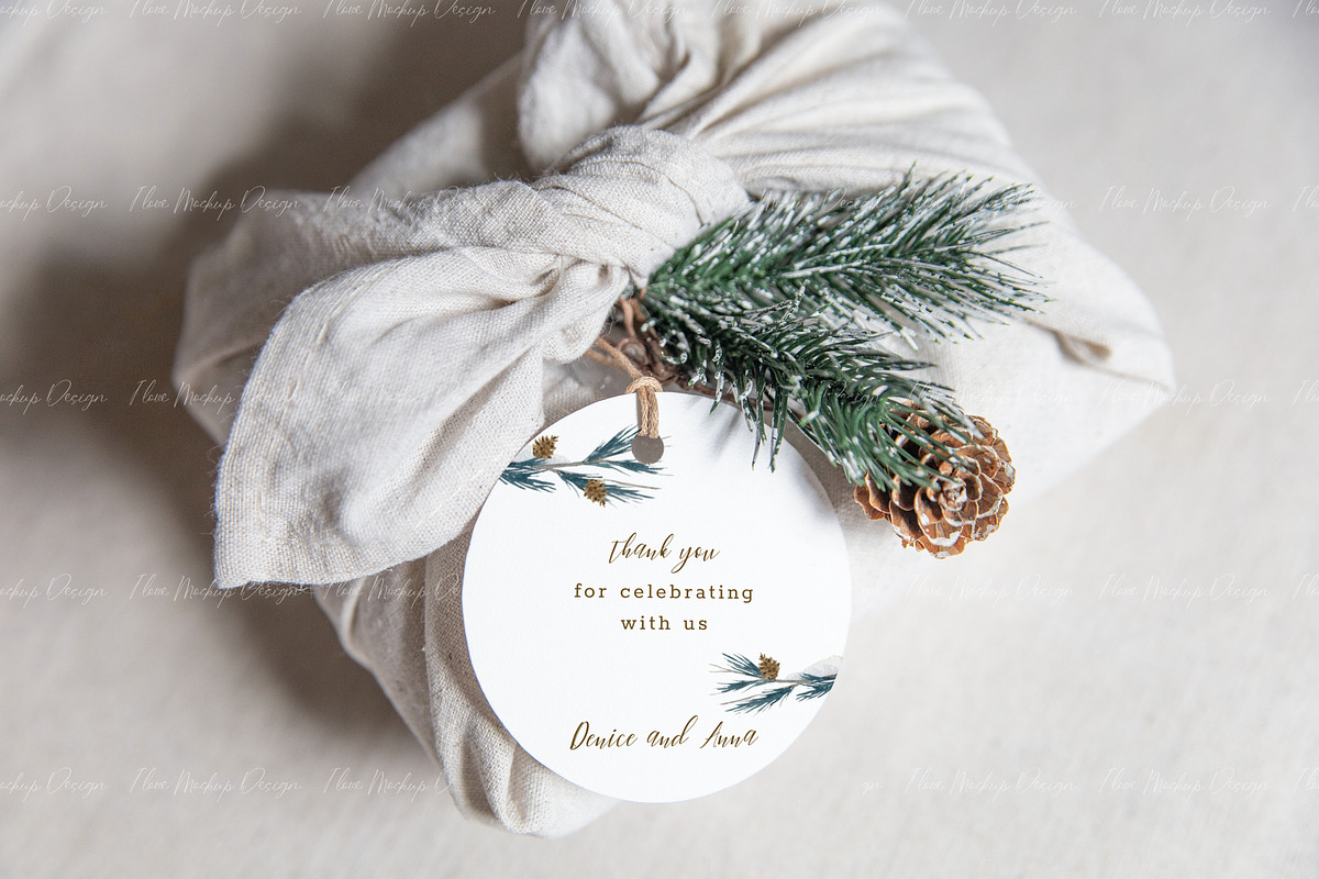 Christmas Round Gift Tag Mockup, a Product Mockup by ILoveMockupDesign (Photo 3 of 9)