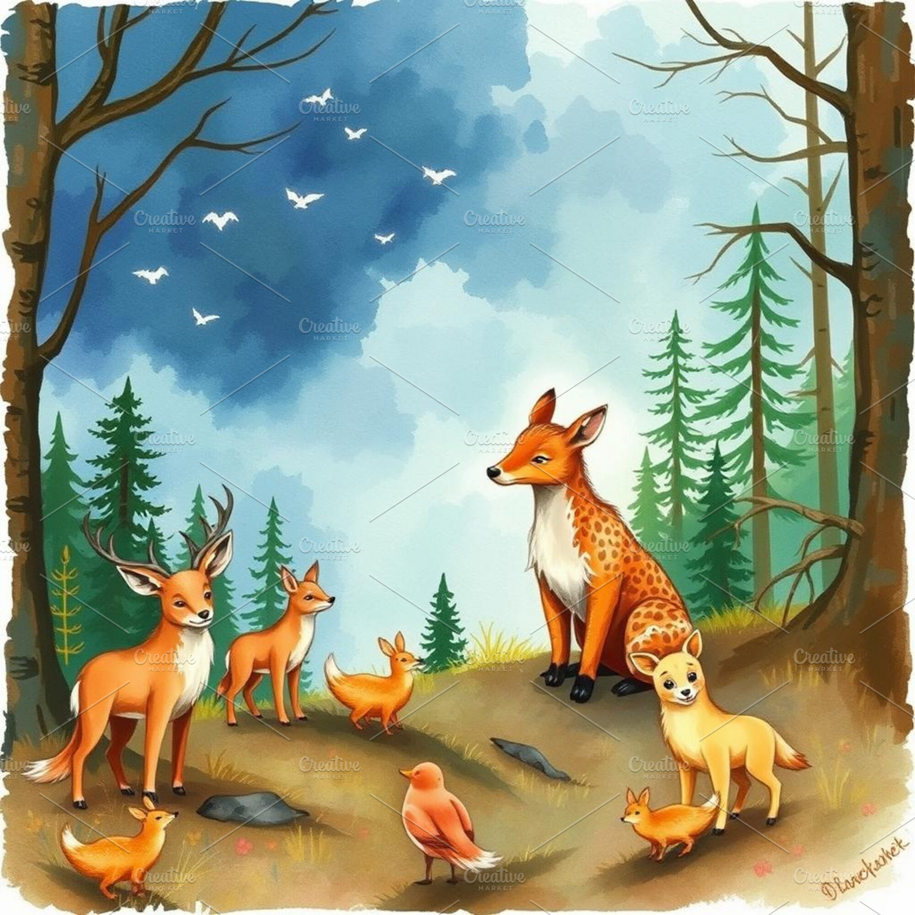 Woodland animals watercolor, an Animal Photo by ComfortQ