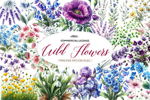 Wild Flowers,Spring Flowers Png, an Illustration by CreationArt