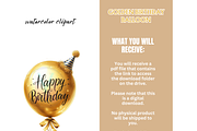 Gold Balloons birthday Clipart, png, a Decorative Illustration by VM PARTYS  BY TAIRUMA (Thumbnail 2 of 10)