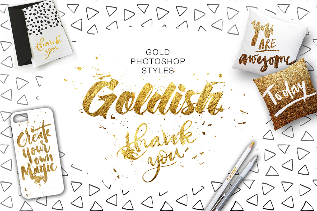 Goldish Kit. Gold Styles with Extras, a Layer Style Add-On by Ruslan Zelensky (Photo 5 of 5)