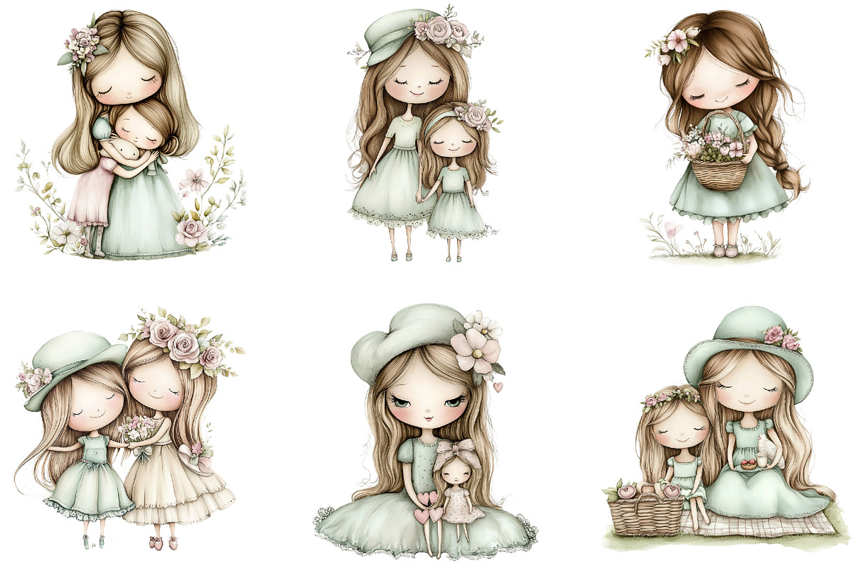 Mother's Day Girls Clipart, an Illustration by Designking (Photo 4 of 5)