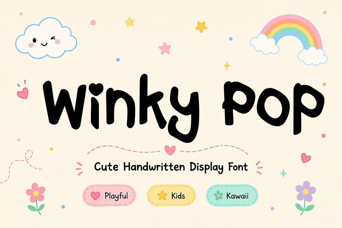 Winky Pop, a Handwritten Font by Wow Magic (Photo 1 of 3)