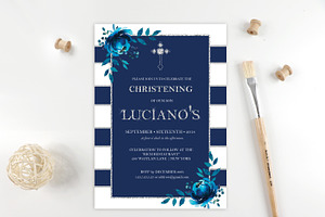 Navy Baptism Christening Invitations