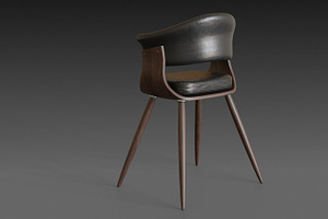 Wooden Chair With A Dark Leather