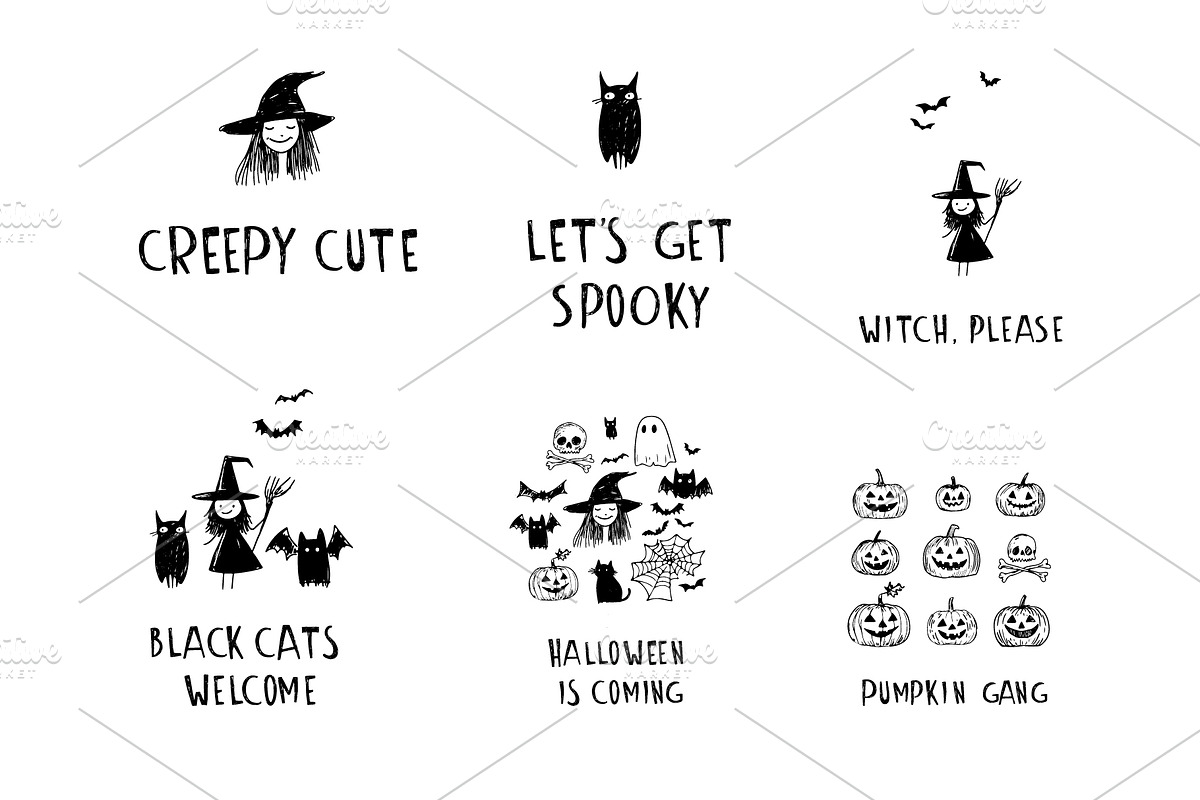 Creepy Cute Halloween: Doodle Set, a Seasonal Illustration by VasilkovS (Photo 5 of 5)
